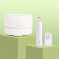 迷你桌面吸尘器吸橡皮屑铅笔屑学沫削强力清理usb可充电款清洁器除灰尘渣灰小电动|白色电池款+白色电动橡皮(送橡皮擦替芯)