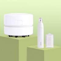 迷你桌面吸尘器吸橡皮屑铅笔屑学沫削强力清理usb可充电款清洁器除灰尘渣灰小电动|纯白充电款+白色电动橡皮（送橡皮擦替芯）