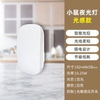智能光控自动感应灯led小夜灯插电卧室床头睡眠节能灯婴儿喂奶灯|【插电光感款】-小巧型-光感应自动开关-白光