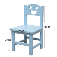木头小椅子靠背椅儿童幼儿园宝宝小板凳家用整装实木仿古松木凳子|坐高26笑脸靠背椅有油漆蓝色装好发货