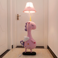 儿童房落地灯床头动物灯北欧风卧室ins 网红装饰创意可爱台灯|粉独角兽底座款落地灯 按钮开关