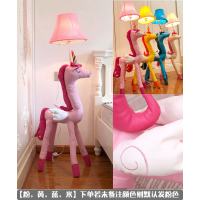 儿童房落地灯床头动物灯北欧风卧室ins 网红装饰创意可爱台灯|[皮质款]浅粉独角兽落地灯 按钮开关