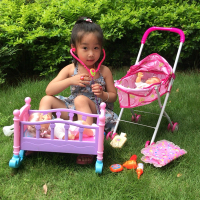 会说话的仿真婴儿护理公仔娃娃睡眠小床手推车儿童女孩玩具过家家