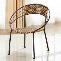 藤编椅子小藤椅家用编织椅子儿童藤椅凳子靠背椅可摞叠成人休闲椅|小号黑腿圈椅坐高30cm两把起拍