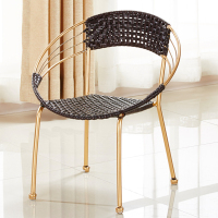 藤编椅子小藤椅家用编织椅子儿童藤椅凳子靠背椅可摞叠成人休闲椅|小号仿古金腿黑咖圈椅坐高30cm两把起拍