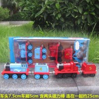 金属小火车套装合金磁力回力电动轨道车儿童1—3岁男孩火车玩具|两节车头两节车厢红色不含轨道