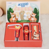 儿童吹风机理发器套装送礼盒低辐射婴童电吹风卡通电推剪|红色(小狐狸套装)