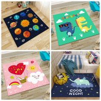 儿童房间地毯可爱恐龙正方形卧室床边帐篷吊篮电脑椅地垫满铺