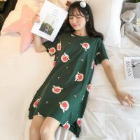 睡裙女夏季薄款可爱墨绿猪睡衣纯棉短袖韩版学生大码春秋天家居服