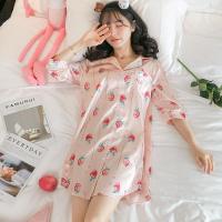 睡衣女夏季真丝绸莓性感冰丝短袖睡裙胖mm200斤大码春秋天薄款
