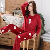 海岛绒睡衣女士秋冬季可爱圆点金丝绒套装春天珊瑚绒网红款家居服