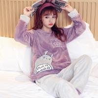 珊瑚绒睡衣女冬季甜美可爱紫龙猫加厚保暖韩版秋法兰绒家居服套装