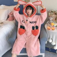 珊瑚绒睡衣女秋冬季睡袍红萝卜加厚保暖法兰绒浴袍连帽春天家居服