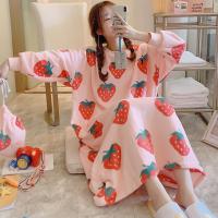 珊瑚绒睡衣睡裙女秋冬季莓加厚法兰绒可爱学生大码春冬天家居服