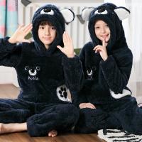 儿童珊瑚绒睡衣秋冬加厚男女童宝宝法兰绒小狗中大宝宝家居服套装