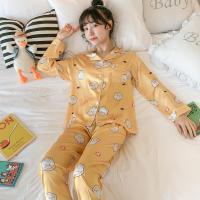 睡衣女春秋季冰丝绸薄款可爱真丝长袖两件套装鸭子学生冬天家居服