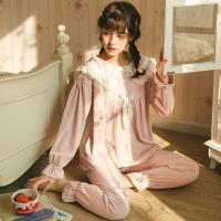 睡衣女春秋季纯棉长袖两件套装薄款可爱白色冬学生大码全棉家居服