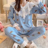 睡衣女春秋季薄款可爱杰瑞鼠纯棉长袖全棉两件套装冬天学生家居服