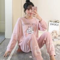 睡衣女春秋季长袖可爱杯子纯棉学生大码两件套装冬韩版甜美家居服