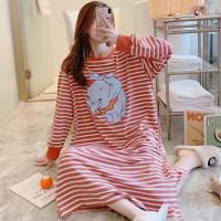 睡裙女春秋季睡衣可爱红色纯棉长袖长款可外穿全棉冬天学生家居服