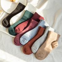 袜子女纯棉中筒秋冬长袜加绒加厚保暖黑色长筒棉袜女士短袜ins潮