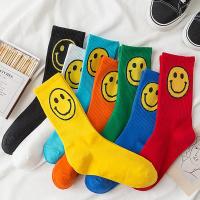 笑脸袜子女秋中筒袜韩国春秋薄款日系可爱ins潮冬季百搭街头长袜