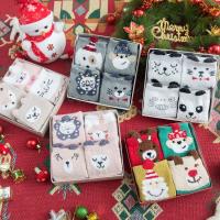 4双礼盒圣诞袜子女生情侣韩国卡通秋冬纯棉保暖可爱珊瑚绒中筒袜