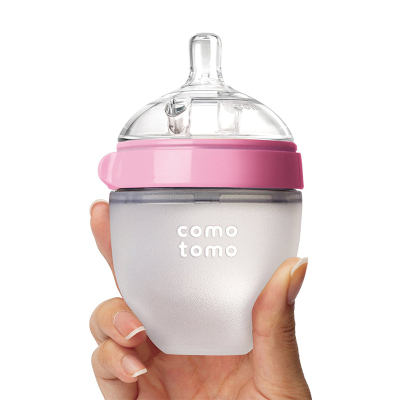 进口美国可么多么(como tomo)婴儿全硅胶宽口径防摔奶瓶 150ml红色