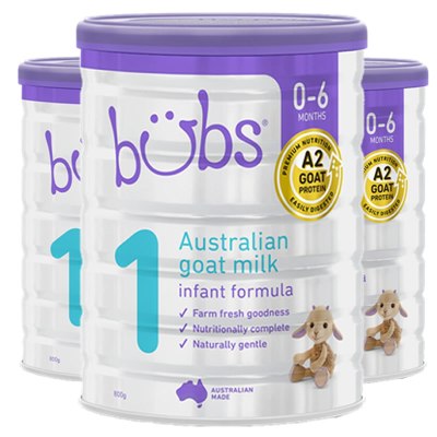 3罐装-海外直邮-原装进口澳洲bubs贝儿 婴幼儿儿童配方羊奶粉1段(0-6月)800g