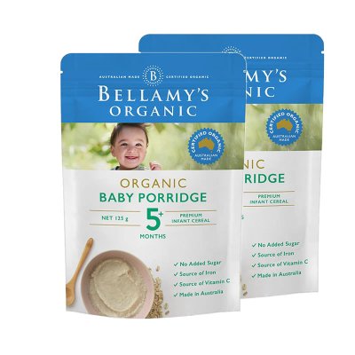 2袋装-原装进口澳洲贝拉米Bellamy's有机婴儿燕麦米粉5+ 125g/袋