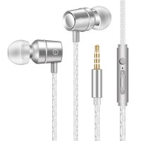 耳机入耳式有线k歌适用vivo华为小米oppo苹果安卓手机通用耳塞男女生韩版可爱高音质魔音挂耳式线控监听 雪花银 .