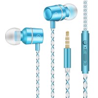耳机入耳式有线k歌适用vivo华为小米oppo苹果安卓手机通用耳塞男女生韩版可爱高音质魔音挂耳式 清新蓝（限量版） .