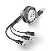 伸缩一拖三数据线快充安卓多头三合一手机快充电线器|加长版一拖三[曜石黑]1.5米