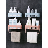 免打孔浴室置物架卫生间壁挂收纳篮墙上肥皂架毛巾架收纳架