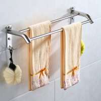 免打孔毛巾架卫生间不锈钢挂钩洗澡间浴室挂架单杆毛巾杆厕所置物