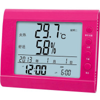 温湿度计家用温度计室内精度温度湿度表干湿电子水银挂台式Z1|[舒适款]CH609玫红-夜光