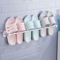 太空铝拖鞋架浴室淋浴房卫生间置物架收纳架免打孔挂墙单杆毛巾架