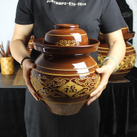 泡菜坛子陶瓷酸菜缸老式咸腌菜罐土陶家用密封带盖加厚坛子小大号|枣红釉菜坛14斤装