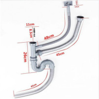 304水槽单双槽下水器洗菜淘菜盆洗碗池配件落水管|双槽下水管 默认