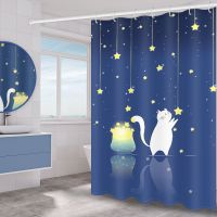 浴帘套装防霉浴室门帘加厚卫生间隔断帘洗澡淋浴免打孔挂帘防水布|摘星猫 套装宽200*200+2.5伸缩杆