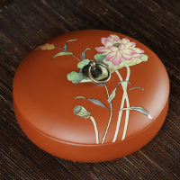 紫砂茶叶罐陶瓷大号存茶白茶普洱茶饼罐茶叶包装收纳盒家用|[芙蓉并蒂]茶饼罐