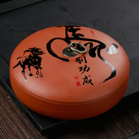 紫砂茶叶罐陶瓷大号存茶白茶普洱茶饼罐茶叶包装收纳盒家用|[马到功成]茶饼罐