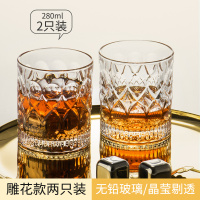 小茶杯家用功夫茶具套装透明水杯主人杯单杯女带|[普通]280ml雕花款两只装