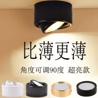 明装筒灯超薄家用客厅可调节角度圆形北欧黑色吸顶式cob小射灯