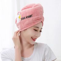 干发帽洗发吸水加厚成人长发儿童亲子擦头发速干女可爱包头巾浴帽|[可爱]粉色兔子 9岁以下儿童款