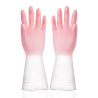 家务洗碗手套防水乳胶手套洗衣服刷碗洗菜洗车手套型家用男女|3双装【粉色#】 大号【L码】