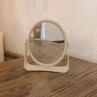 ins风网红镜子台式化妆镜双面少女心桌面可立宿舍大号学生梳妆镜|圆形米色[大号]-/ 拍[1个镜子+特小号圆镜]*