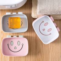 强力双层肥皂盒沥水香皂浴室皂创意壁挂卫生间家居酒店|两个装+10个挂钩 [双层笑脸香皂盒]