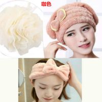 珊瑚绒加厚吸水快速干发帽加厚洗澡女浴帽洗发帽|[咖色浴帽+咖色束发带+1个沐浴球]