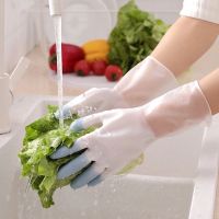 洗碗手套女防水耐用牛筋乳胶橡胶皮家务手套加厚皮劳保塑刷碗厨房|透白蓝 小号S码+5双